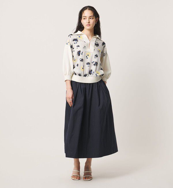 UNITED ARROWS「６分袖 プリント ニット コンビ シャツ ‐ウォッシャブル‐」|シャツ・ブラウス|