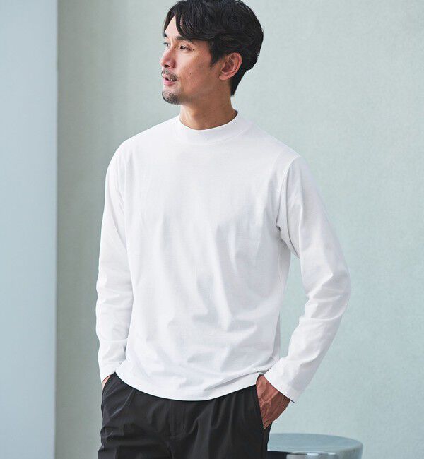 UNITED ARROWS green label relaxing「【WEB限定】JUST fit デイリーモック 長袖 Tシャツ -吸水速乾・抗菌-」|Tシャツ・カットソー|WHITE