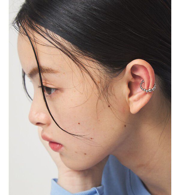 EMMEL REFINES「＜EMMEL REFINES＞EM ボール フープ イヤーカフ」|イヤーカフ|SILVER