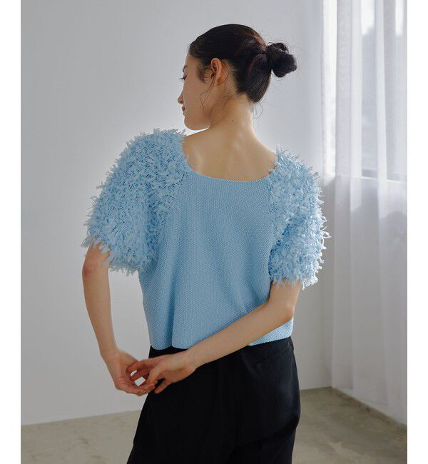 EMMEL REFINES「＜EMMEL REFINES＞EM HW テープヤーン ショートスリーブ ニット」|ニット・セーター|