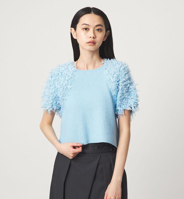 EMMEL REFINES「＜EMMEL REFINES＞EM HW テープヤーン ショートスリーブ ニット」|ニット・セーター|