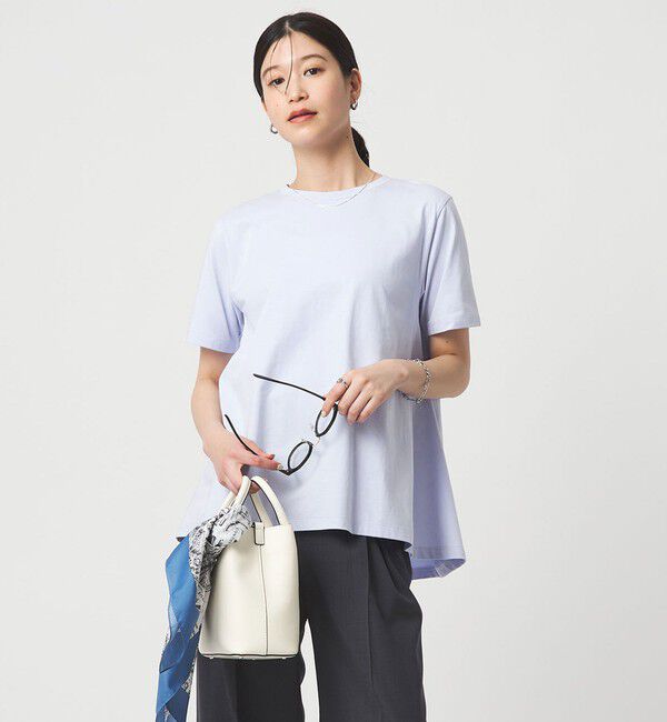 UNITED ARROWS green label relaxing「【WEB限定】＜at ease＞バック フレア カットソー  接触冷感 UVカット 遮熱」|Tシャツ・カットソー|LT.BLUE