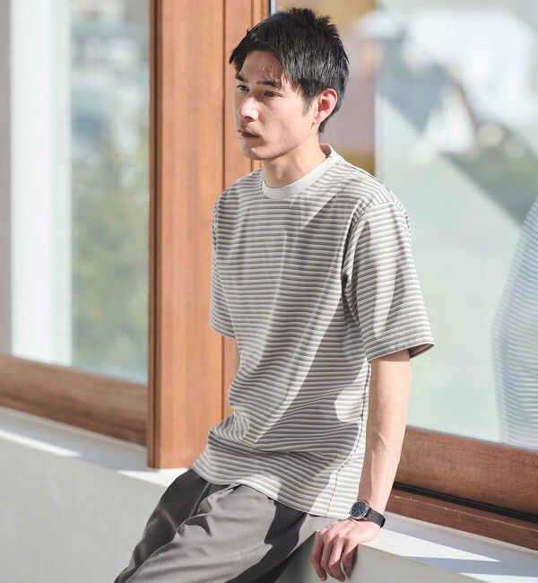 UNITED ARROWS green label relaxing「ポンチ ボーダー クルーネック 半袖 Tシャツ カットソー」|Tシャツ・カットソー|LT.GRAY