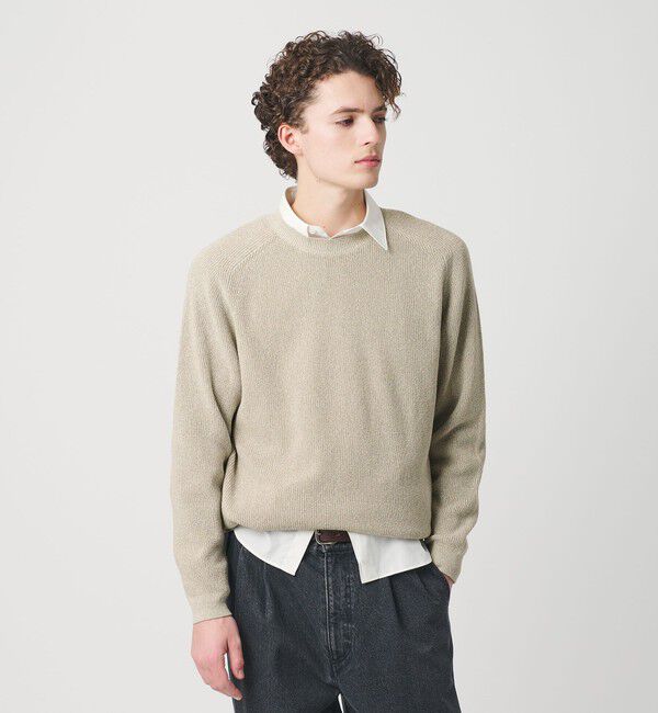 BEAUTY&YOUTH UNITED ARROWS「ブークレ ミックス 12ゲージ アゼ クルーネック ニット ウォッシャブル」|ニット・セーター|