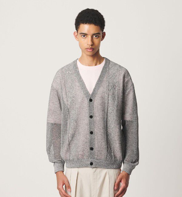 BEAUTY&YOUTH UNITED ARROWS「アイレットパターン シアー カーディガン 」|カーディガン|