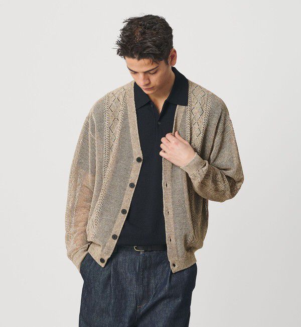 BEAUTY&YOUTH UNITED ARROWS「アイレットパターン シアー カーディガン 」|カーディガン|