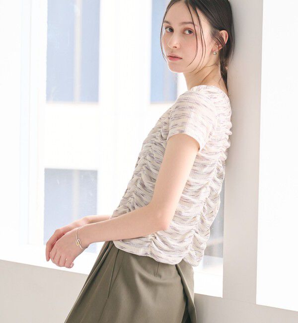 BEAUTY&YOUTH UNITED ARROWS「【WEB限定】カスリボーダー シャーリングトップス 2WAY」|Tシャツ・カットソー|