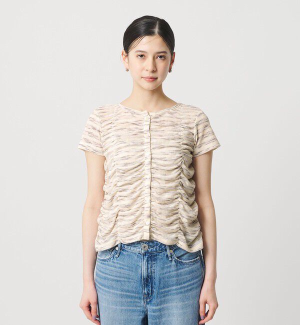 BEAUTY&YOUTH UNITED ARROWS「【WEB限定】カスリボーダー シャーリングトップス 2WAY」|Tシャツ・カットソー|
