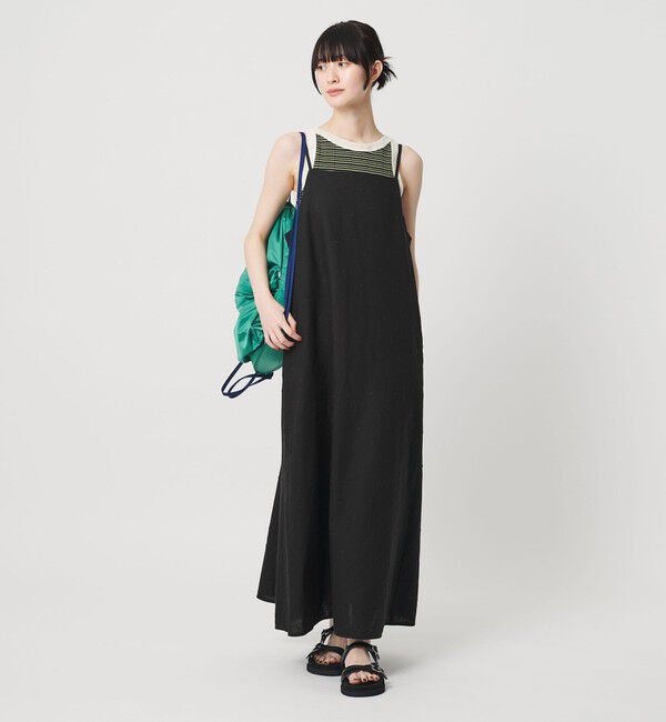 BEAUTY&YOUTH UNITED ARROWS「麻ブレンド ドット キャミワンピース」|ワンピース|BLACK