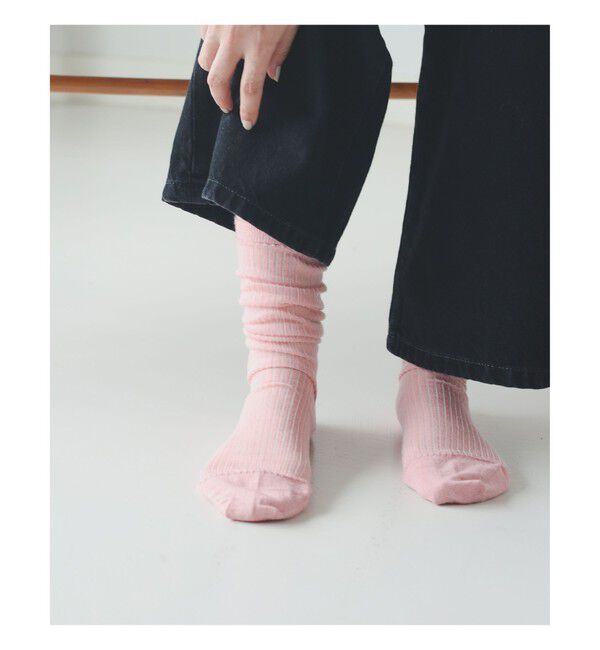 Demi-Luxe BEAMS 「針抜きリブ ハイソックス」|その他|PINK
