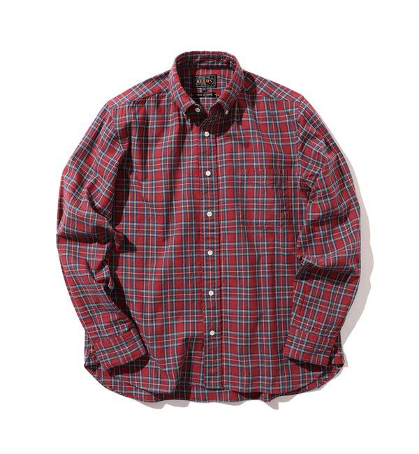 BEAMS PLUS「BEAMS PLUS / インディゴチェック ボタンダウンシャツ」|シャツ・ブラウス|INDIGO_RED_CHECK