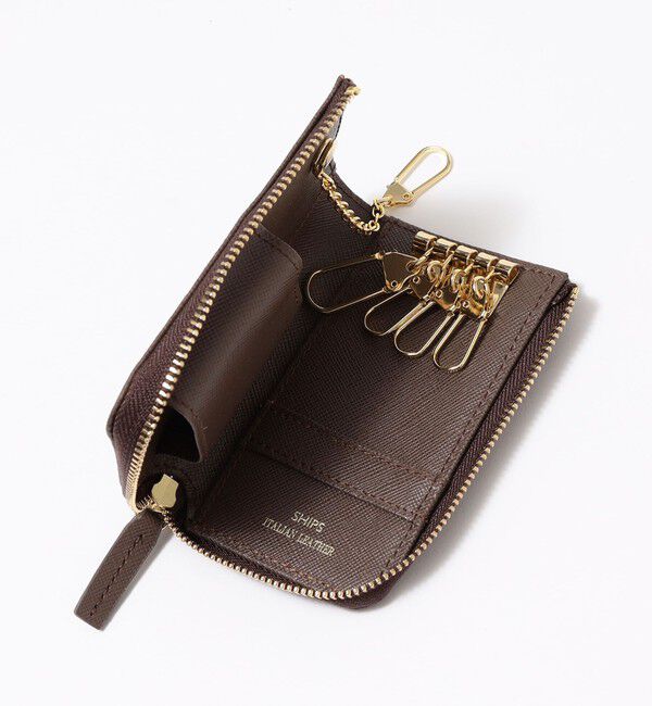 SHIPS「SHIPS:【SAFFIANO LEATHER】 イタリアンレザー キーケース」|キーケース|ブラウン