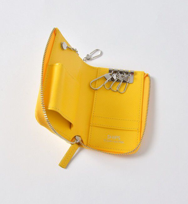 SHIPS「SHIPS:【SAFFIANO LEATHER】 イタリアンレザー キーケース」|キーケース|イエロー