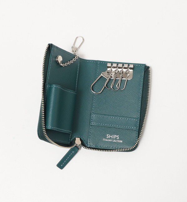 SHIPS「SHIPS:【SAFFIANO LEATHER】 イタリアンレザー キーケース」|キーケース|ダークグリーン