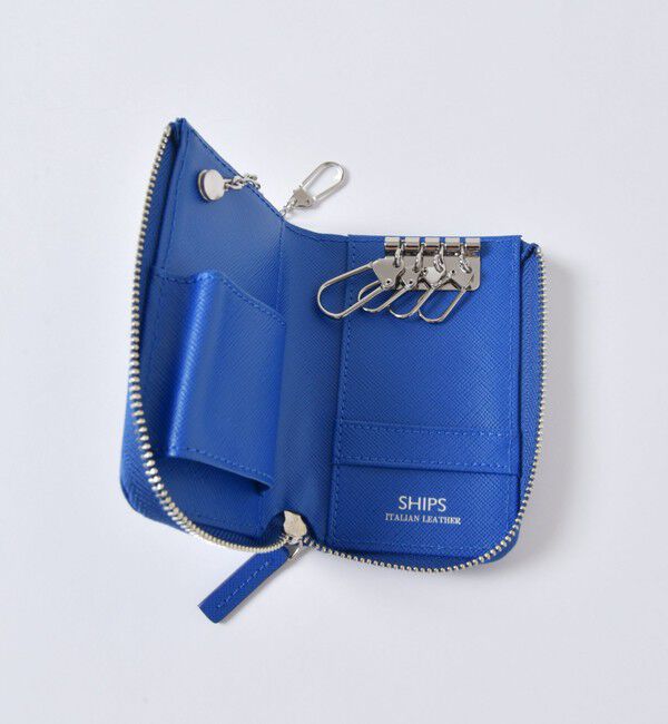 SHIPS「SHIPS:【SAFFIANO LEATHER】 イタリアンレザー キーケース」|キーケース|ブルー