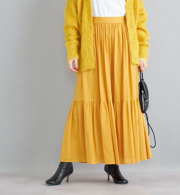 SHIPS for women「〈手洗い可能〉綿ドビー ティアード ギャザースカート◇」|スカート|イエロー