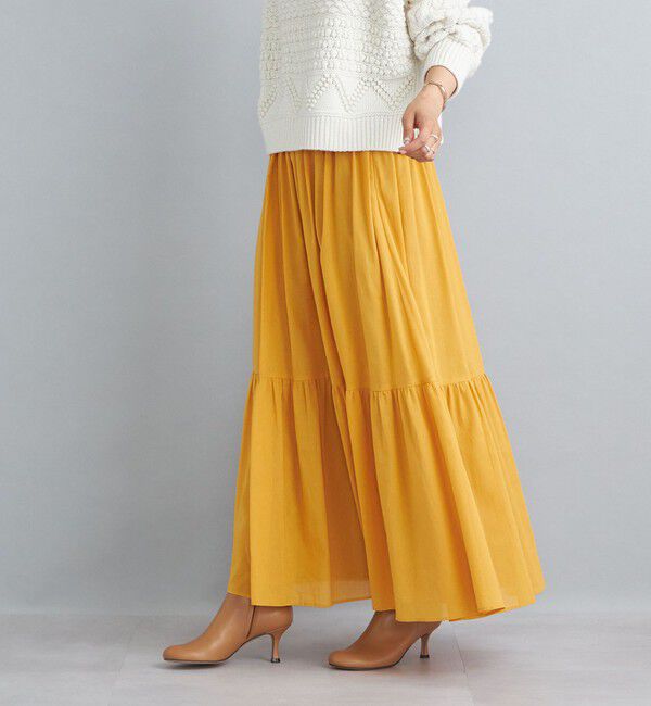 SHIPS for women「〈手洗い可能〉綿ドビー ティアード ギャザースカート◇」|スカート|