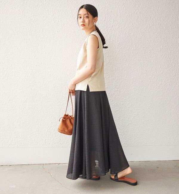 SHIPS for women「〈手洗い可能〉シアサッカー チェック ボリューム スカート◇」|スカート|