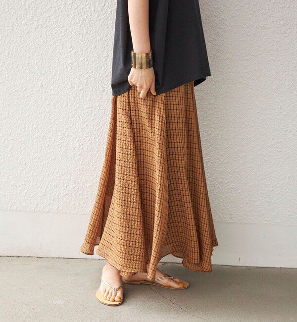 SHIPS for women「〈手洗い可能〉シアサッカー チェック ボリューム スカート◇」|スカート|