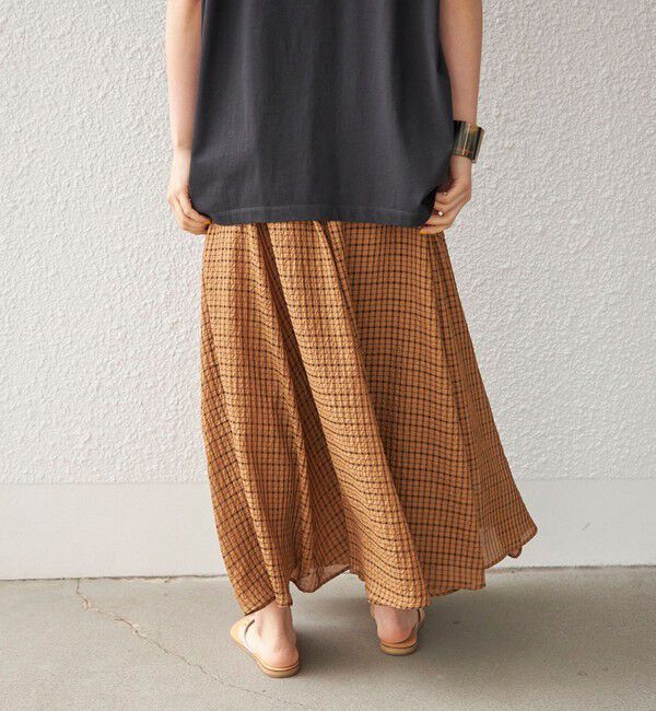 SHIPS for women「〈手洗い可能〉シアサッカー チェック ボリューム スカート◇」|スカート|