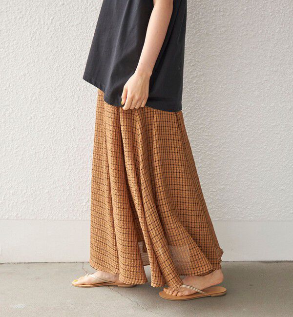 SHIPS for women「〈手洗い可能〉シアサッカー チェック ボリューム スカート◇」|スカート|