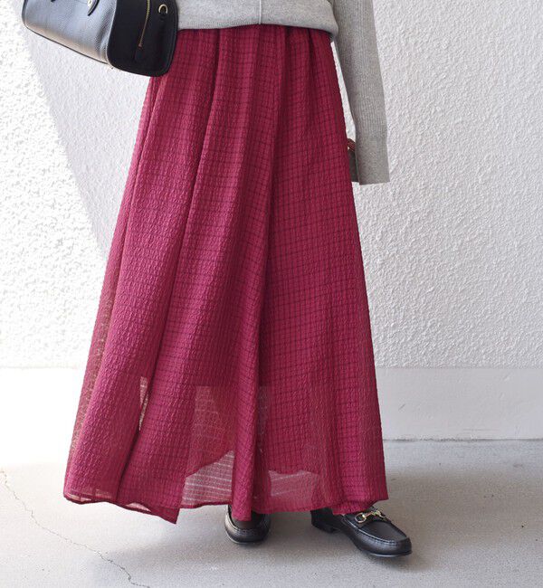 SHIPS for women「〈手洗い可能〉シアサッカー チェック ボリューム スカート◇」|スカート|