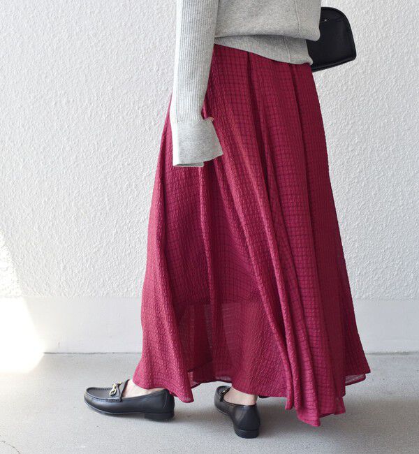 SHIPS for women「〈手洗い可能〉シアサッカー チェック ボリューム スカート◇」|スカート|