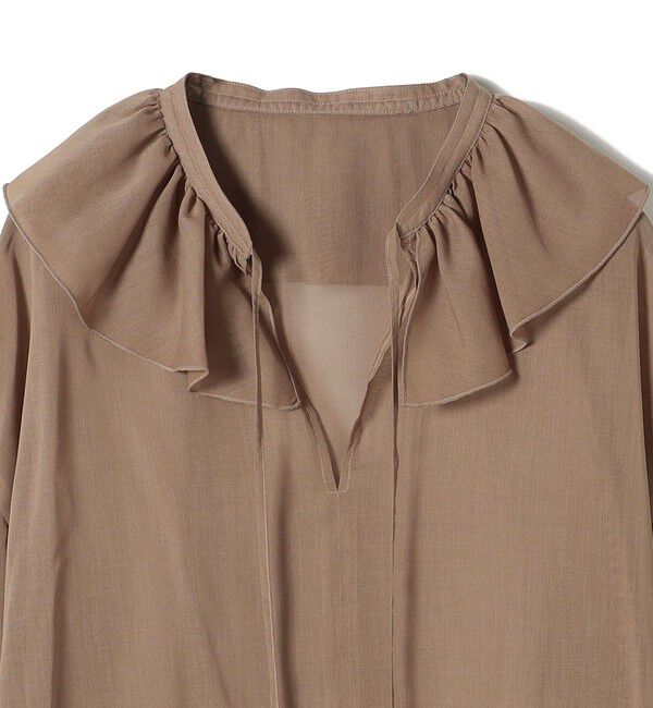 SHIPS for women「〈手洗い可能〉フリルカラー シアー ソリッド ブラウス」|シャツ・ブラウス|