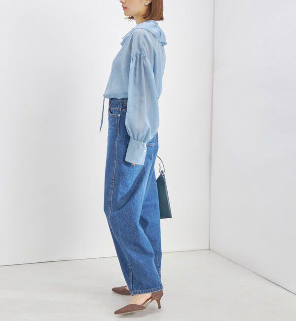 SHIPS for women「〈手洗い可能〉フリルカラー シアー ソリッド ブラウス」|シャツ・ブラウス|