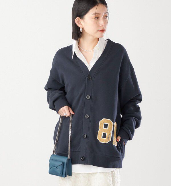 SHIPS for women「【SHIPS別注】81BRANCA:〈洗濯機可能〉レタード スウェット カーディガン」|カーディガン|ネイビー