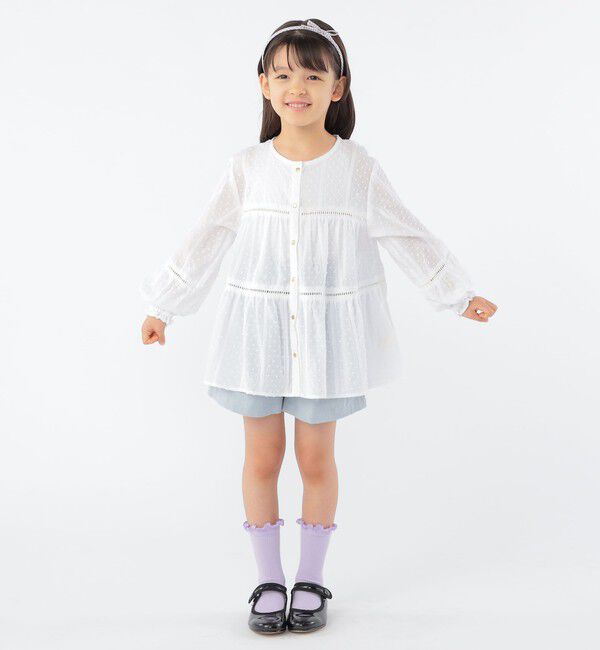 SHIPS KIDS「SHIPS KIDS:100～130cm / スナップ ボタン ティアード ブラウス」|シャツ・ブラウス|