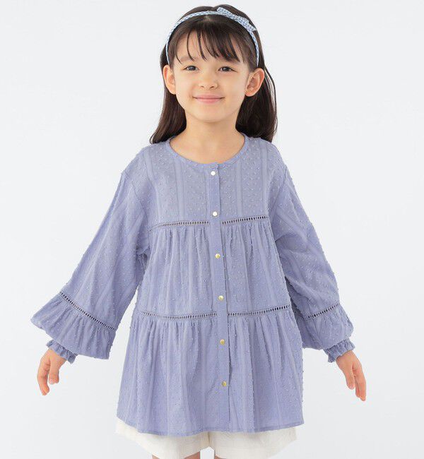 SHIPS KIDS「SHIPS KIDS:100～130cm / スナップ ボタン ティアード ブラウス」|シャツ・ブラウス|ライトブルー