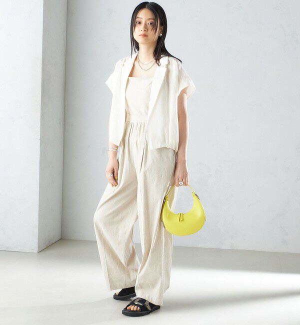 SHIPS for women「〈手洗い可能〉ストレッチ リネン ベアトップ サロペット」|ワンピース|