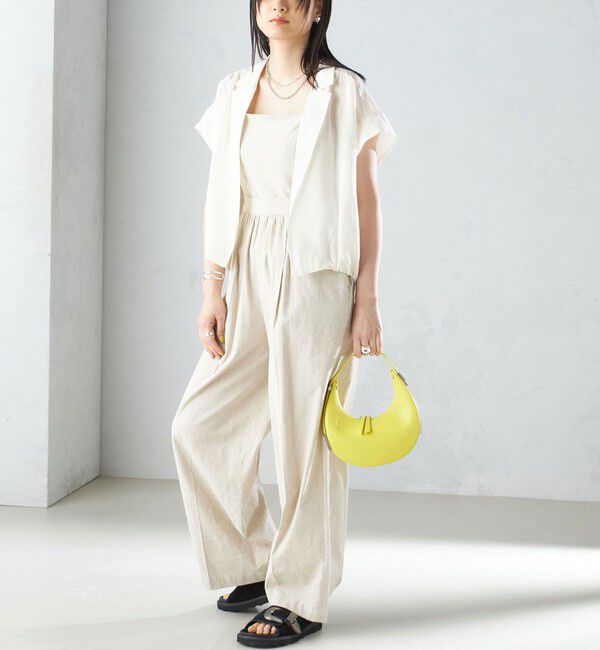 SHIPS for women「〈手洗い可能〉ストレッチ リネン ベアトップ サロペット」|ワンピース|