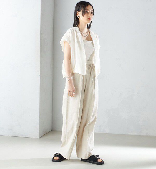 SHIPS for women「〈手洗い可能〉ストレッチ リネン ベアトップ サロペット」|ワンピース|