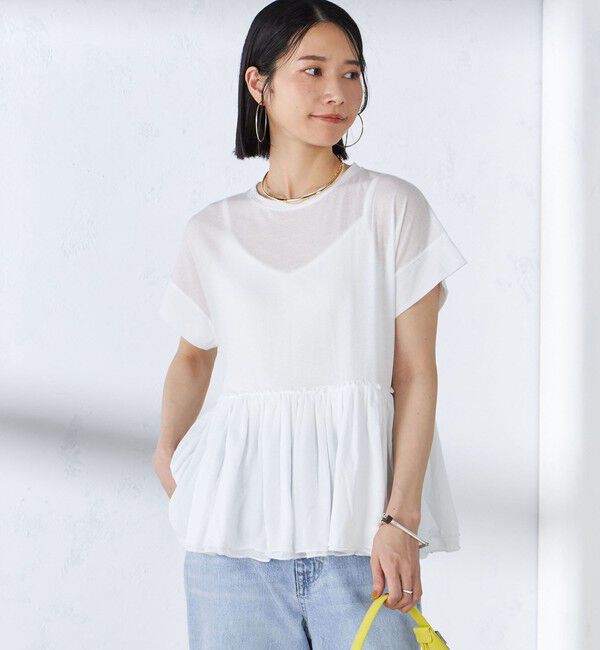 SHIPS for women「〈接触冷感〉コットン ナイロン ペプラム プルオーバー」|Tシャツ・カットソー|