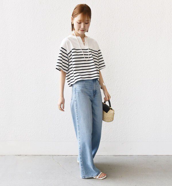 SHIPS for women「〈手洗い可能〉オーガニック 綿 ボーダー ショート スリーブ」|Tシャツ・カットソー|