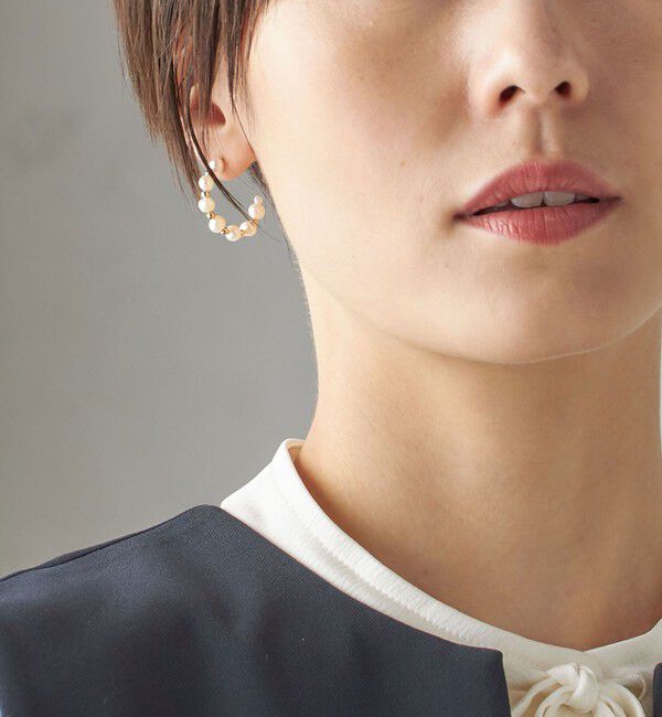 SHIPS for women「ミニ 淡水パール フープ ピアス」|ピアス|オフホワイト