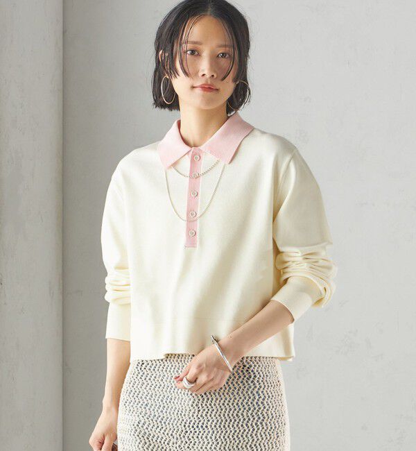 SHIPS for women「〈手洗い可能〉配色 ポロカラー プルオーバー」|ニット・セーター|