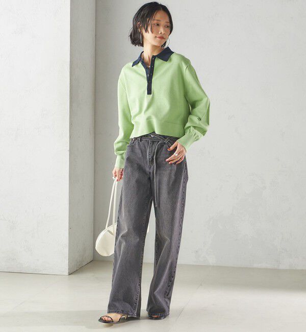 SHIPS for women「〈手洗い可能〉配色 ポロカラー プルオーバー」|ニット・セーター|