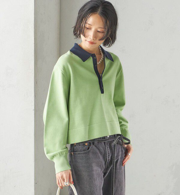SHIPS for women「〈手洗い可能〉配色 ポロカラー プルオーバー」|ニット・セーター|
