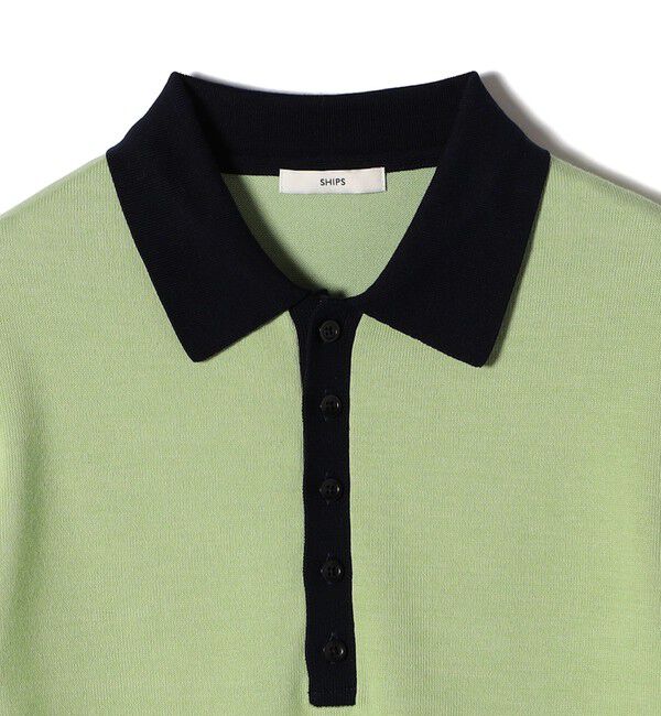 SHIPS for women「〈手洗い可能〉配色 ポロカラー プルオーバー」|ニット・セーター|