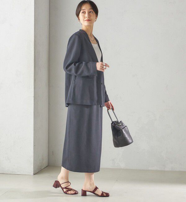 SHIPS for women「〈手洗い可能〉Asami 麻調合繊 ウエスト リブ タイト スカート」|タイト|