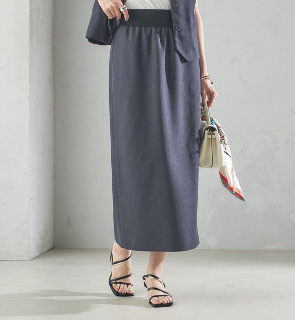 SHIPS for women「〈手洗い可能〉Asami 麻調合繊 ウエスト リブ タイト スカート」|タイト|