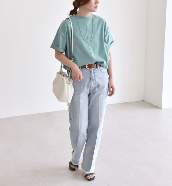 quaranciel「quaranciel:〈接触冷感/汗染み防止/洗濯機可能〉スリット ルーズ チュニック TEE」|Tシャツ・カットソー|