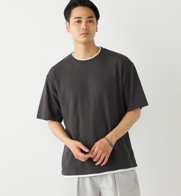 SHIPS Colors 「SHIPS Colors:フェイクレイヤード リンクス Tシャツ」|Tシャツ・カットソー|ブラック