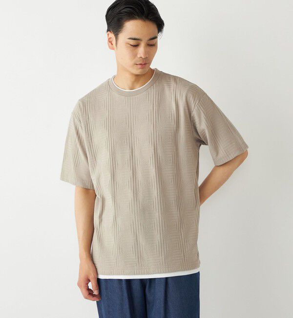 SHIPS Colors 「SHIPS Colors:フェイクレイヤード リンクス Tシャツ」|Tシャツ・カットソー|ベージュ