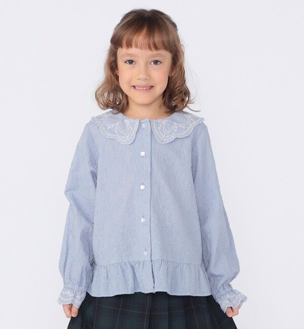 SHIPS KIDS「SHIPS KIDS:100～130cm /刺繍 フリルカラー ブラウス」|シャツ・ブラウス|