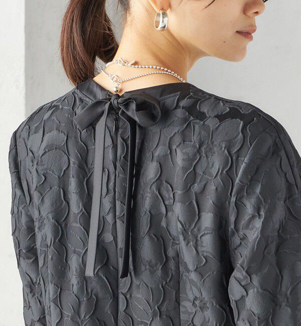 SHIPS for women「〈手洗い可能〉膨れ ジャカード バックタイ フレア ワンピース」|ワンピース|