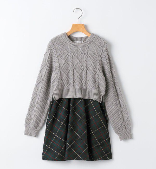 SHIPS KIDS「SHIPS KIDS:100～130cm /〈洗濯機可能〉ケーブルニット ドッキング ワンピース」|ワンピース|